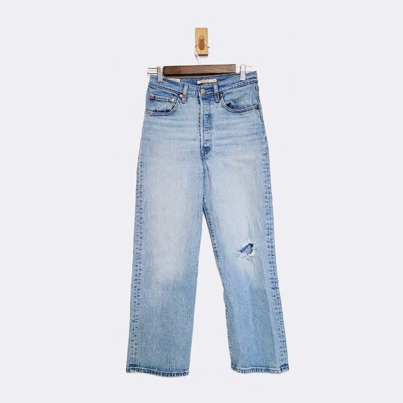 Levi's Ribcage Straight Medium Wash High Rise Ankle Jeans - Size 27 - Picture 4 of 14